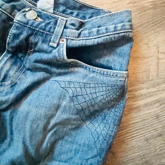 Marc Jacobs Ladies Scribble Spiderweb RARE Distressed Boot Cut Jeans 06 LG $168 - Picture 1 of 6